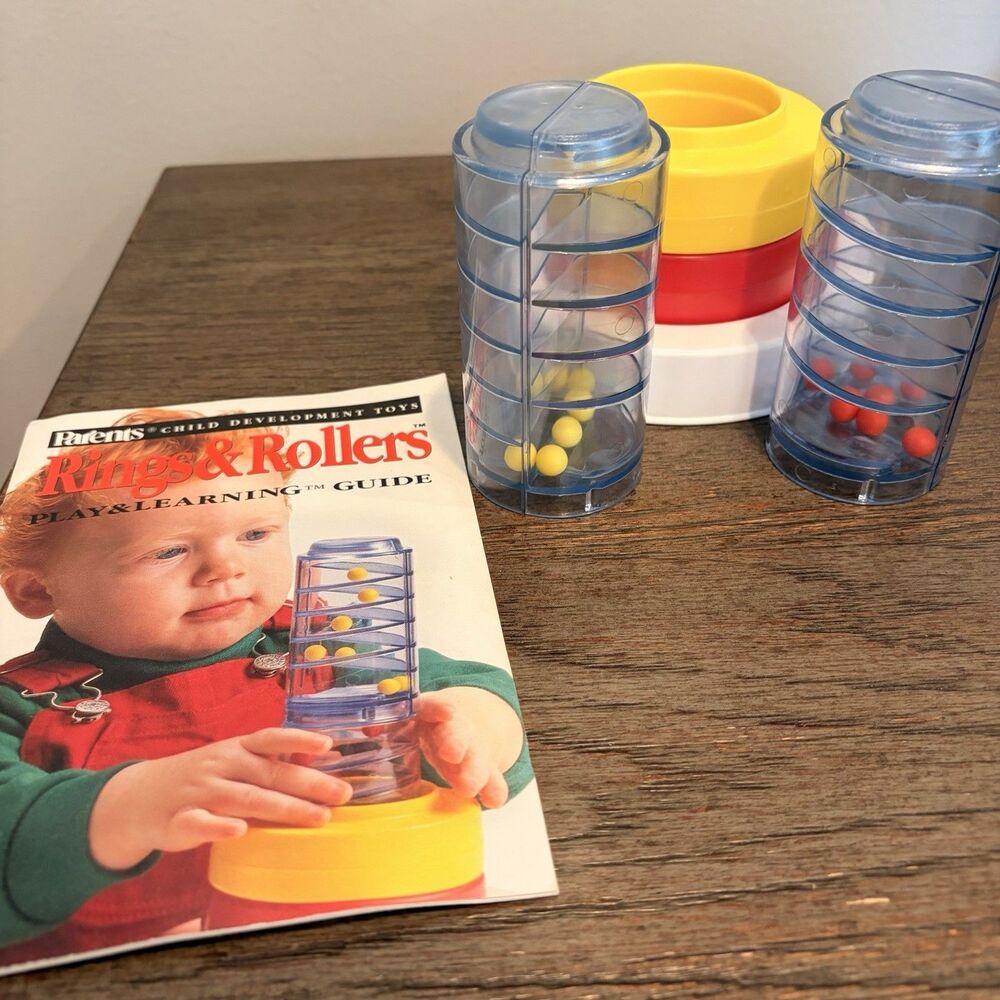 Vintage Parents Child Development Toy Rings & Rollers Includes Learning Guide